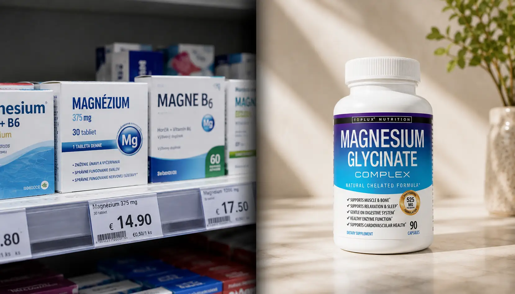 Gyógyszertári összehasonlítás — Toplux Nutrition Magnesium Glycinate