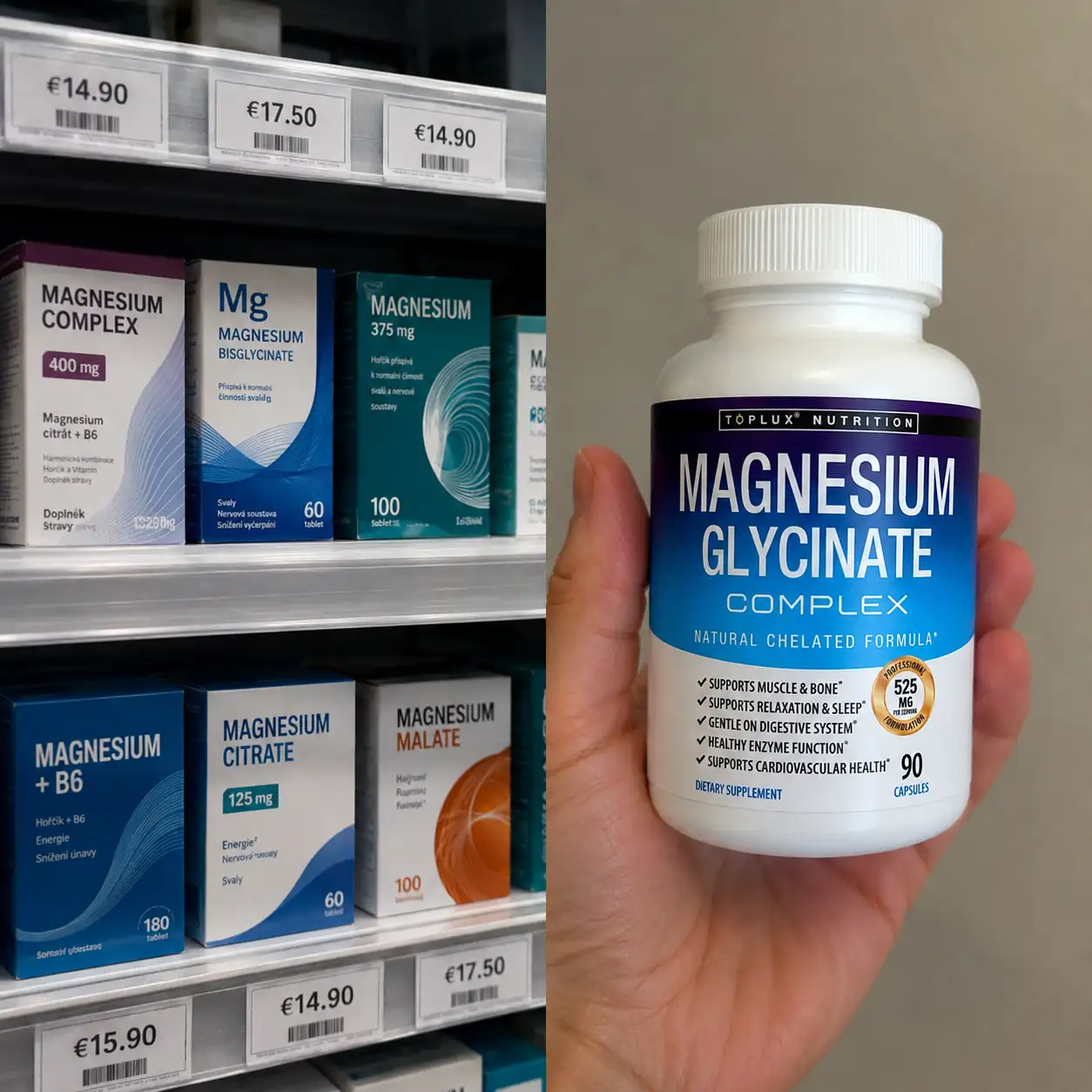 Toplux Magnesium Glycinate gyógyszertári összehasonlítás